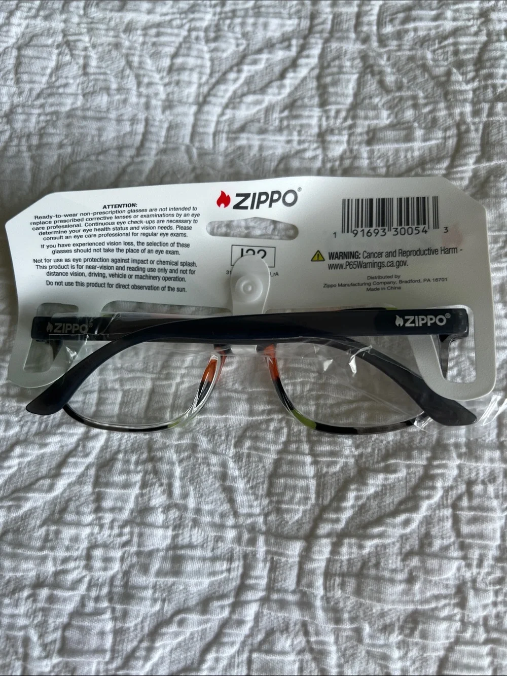 Zippo Striped Frame Reading Glasses +2.00 in Black, Orange, and Green